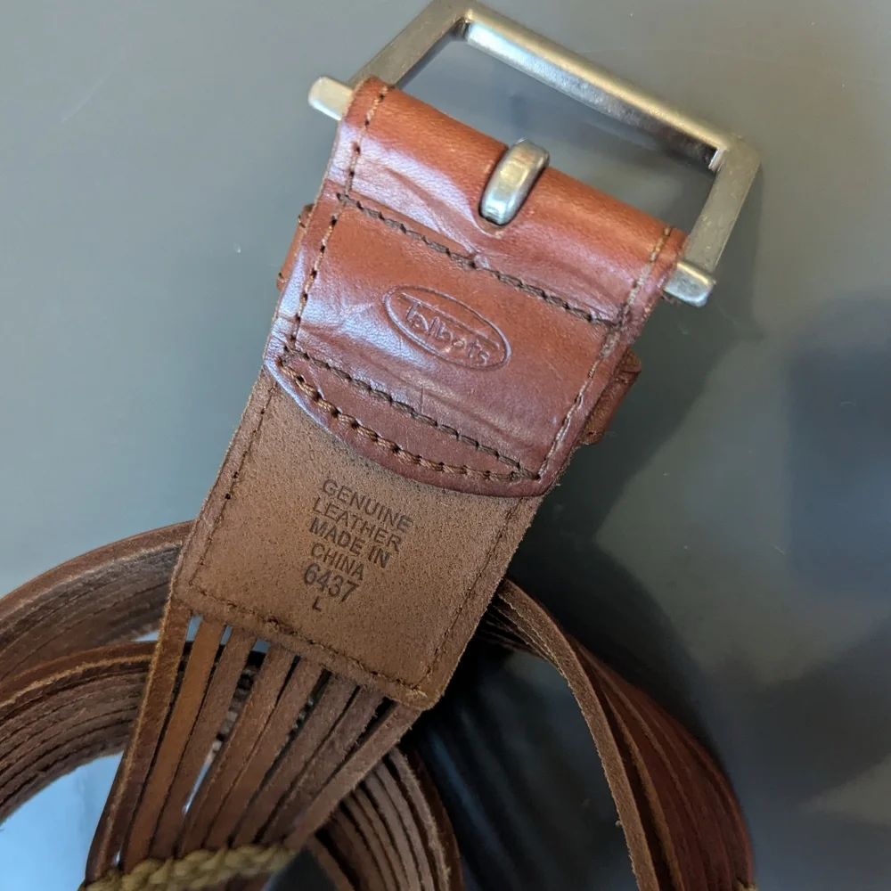 Vintage Talbots Brown Woven Leather Belt Boho Festival‎ Wide Chestnut